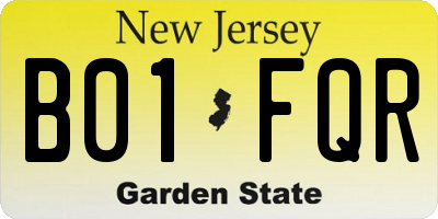 NJ license plate B01FQR