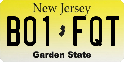 NJ license plate B01FQT