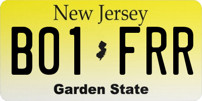 NJ license plate B01FRR