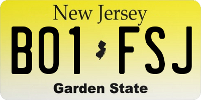 NJ license plate B01FSJ