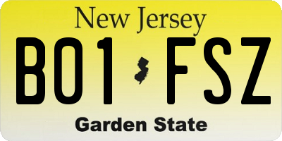 NJ license plate B01FSZ