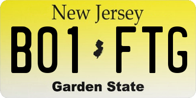 NJ license plate B01FTG