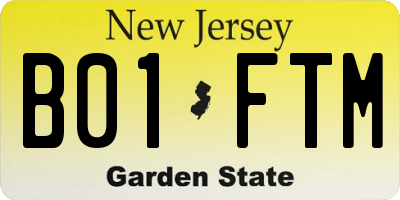 NJ license plate B01FTM