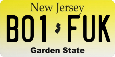 NJ license plate B01FUK