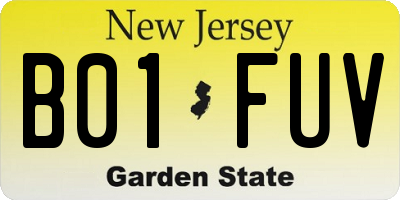 NJ license plate B01FUV
