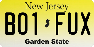 NJ license plate B01FUX
