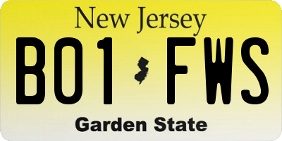 NJ license plate B01FWS