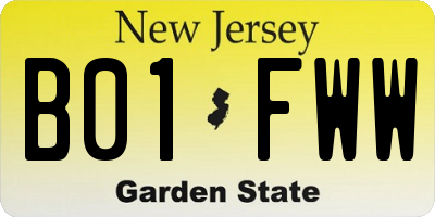 NJ license plate B01FWW