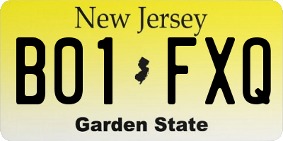 NJ license plate B01FXQ