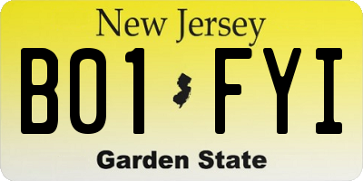 NJ license plate B01FYI