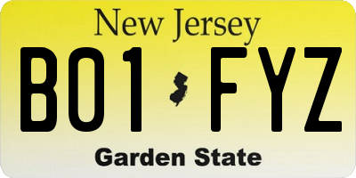 NJ license plate B01FYZ