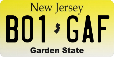 NJ license plate B01GAF