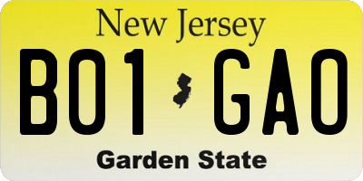 NJ license plate B01GAO