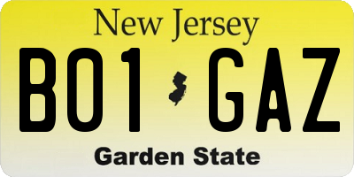 NJ license plate B01GAZ