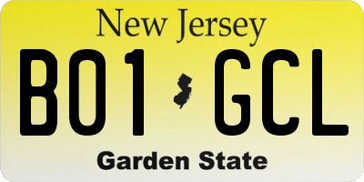 NJ license plate B01GCL