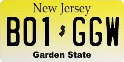 NJ license plate B01GGW