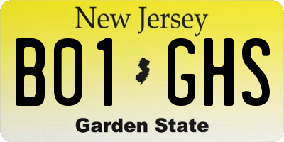 NJ license plate B01GHS