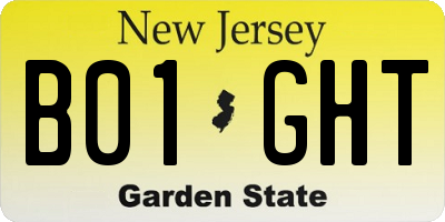 NJ license plate B01GHT