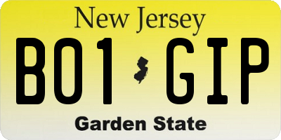 NJ license plate B01GIP