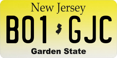 NJ license plate B01GJC