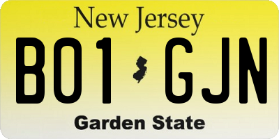 NJ license plate B01GJN