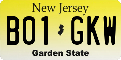NJ license plate B01GKW