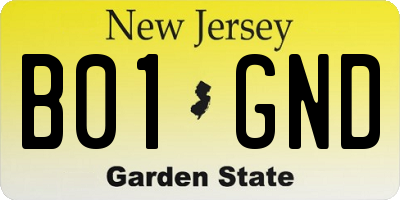 NJ license plate B01GND