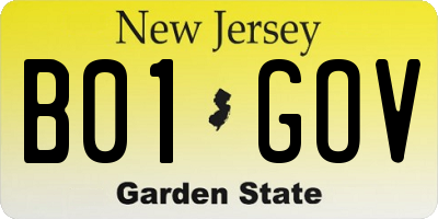 NJ license plate B01GOV