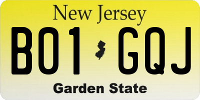 NJ license plate B01GQJ