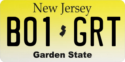 NJ license plate B01GRT
