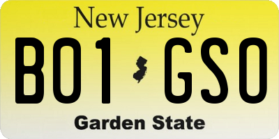 NJ license plate B01GSO