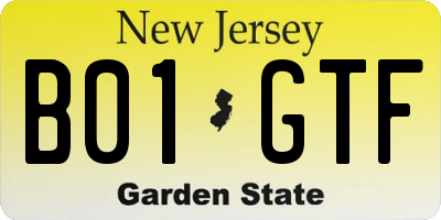 NJ license plate B01GTF