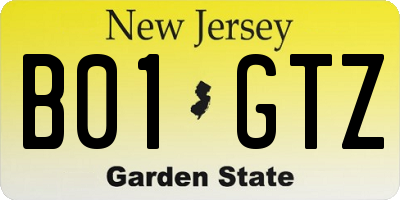 NJ license plate B01GTZ
