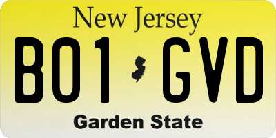 NJ license plate B01GVD