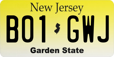 NJ license plate B01GWJ