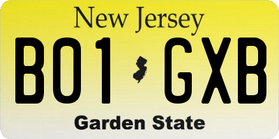 NJ license plate B01GXB