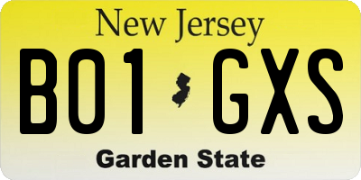 NJ license plate B01GXS