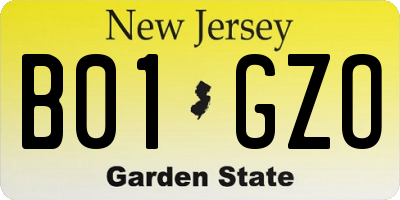 NJ license plate B01GZO