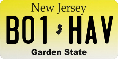 NJ license plate B01HAV