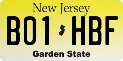 NJ license plate B01HBF