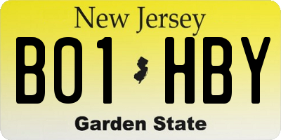 NJ license plate B01HBY