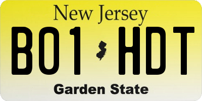 NJ license plate B01HDT
