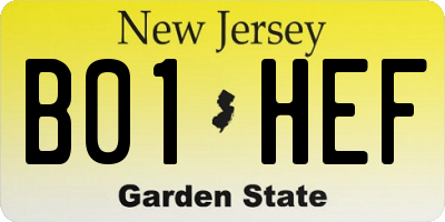 NJ license plate B01HEF