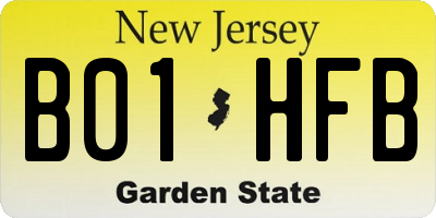 NJ license plate B01HFB