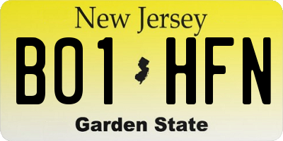 NJ license plate B01HFN