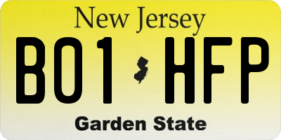 NJ license plate B01HFP