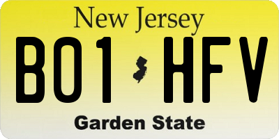 NJ license plate B01HFV