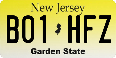 NJ license plate B01HFZ