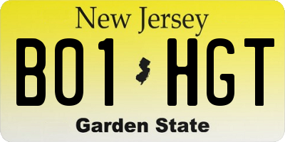 NJ license plate B01HGT