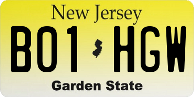 NJ license plate B01HGW